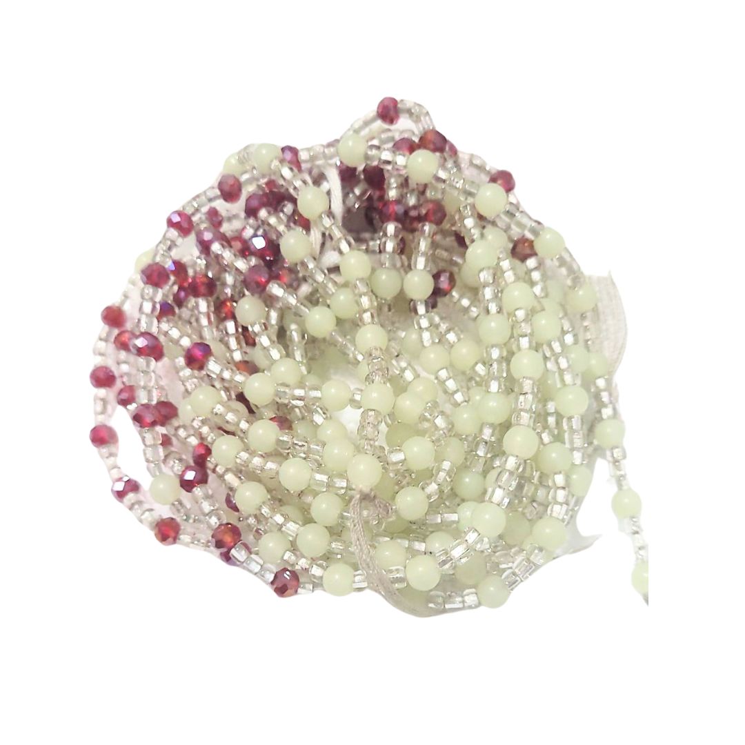 Red and white waist beads