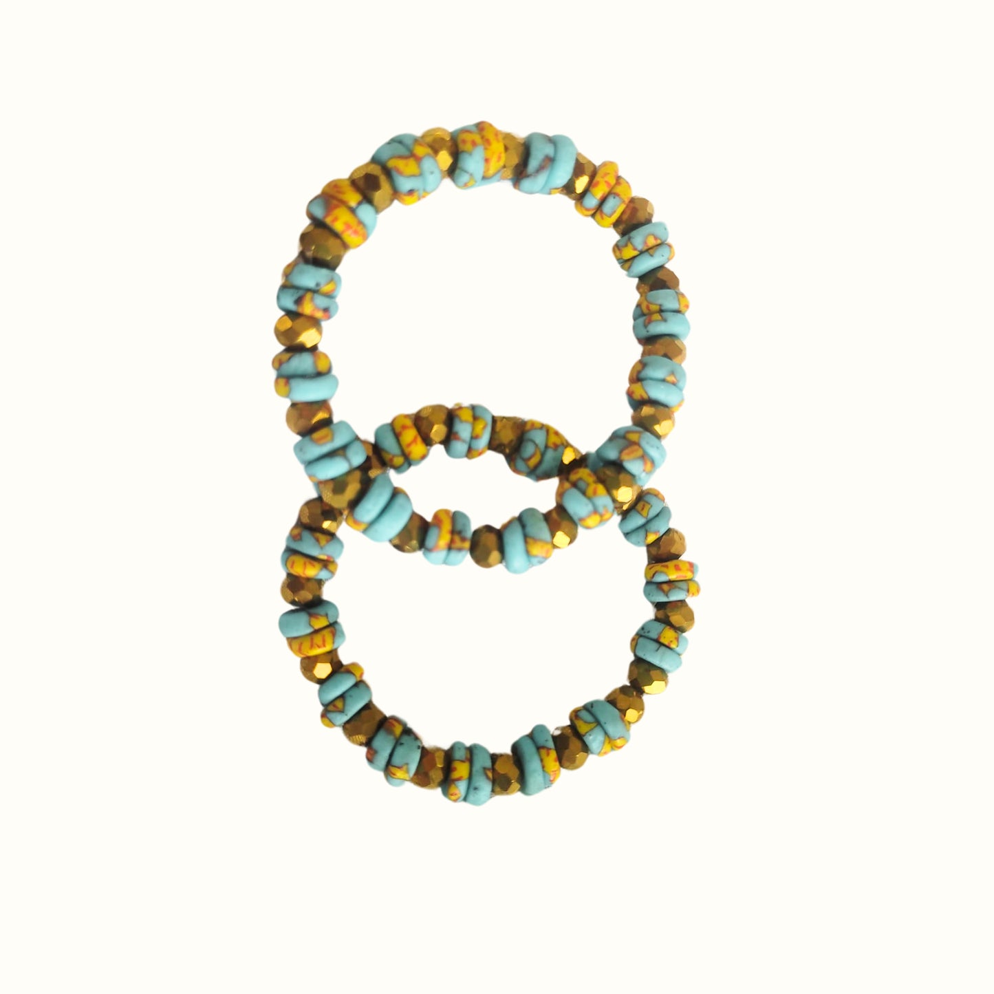 African Beaded Bracelet |  Blue and Gold