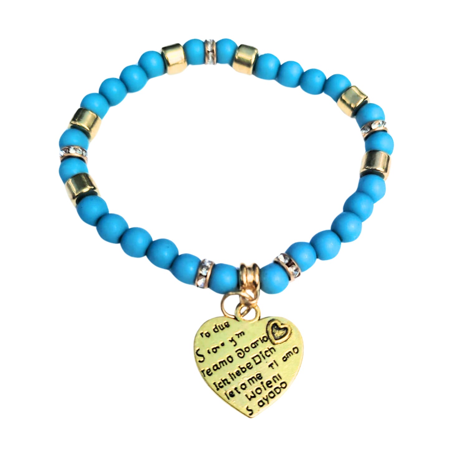 Blue with Heart charm bracelet 