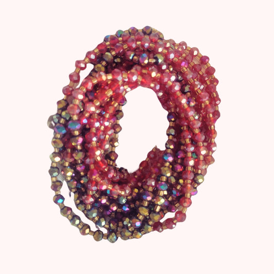 Waist Beads / African Hip Chain - Burgundy and Purple