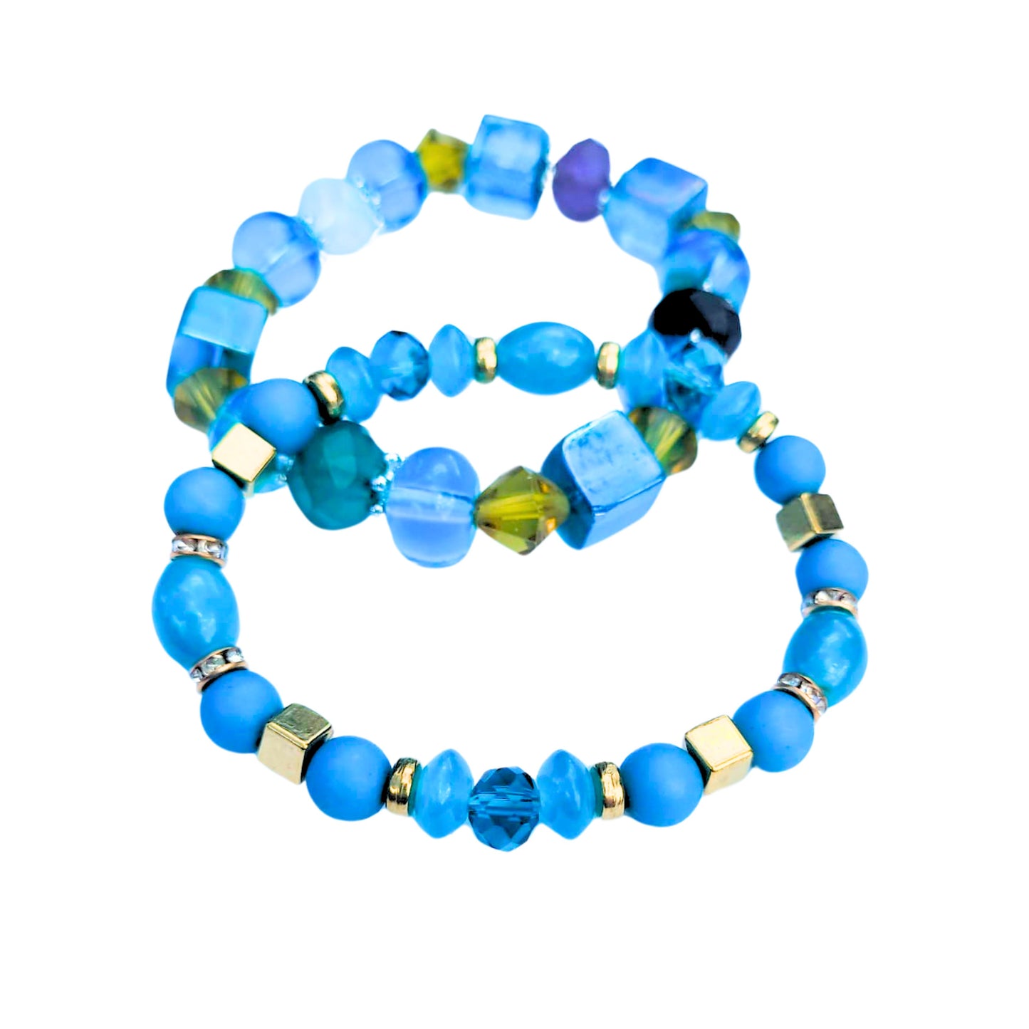 African Beaded bracelet | Crystal Blue