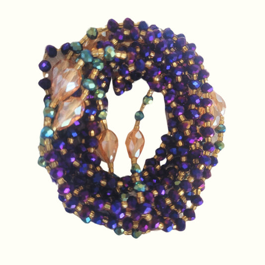 Waist Beads / African Hip Chain - Crystal Purple with a hint of Colors