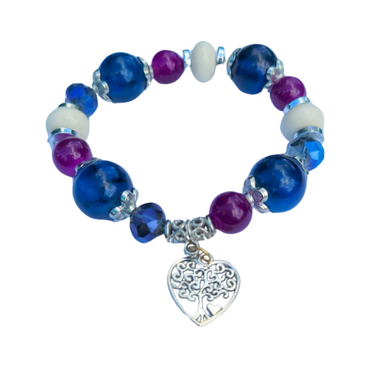 Purple, Cream and Blue Bracelet