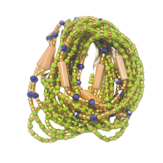 Waist Beads / African Hip Chain - Peach and Green